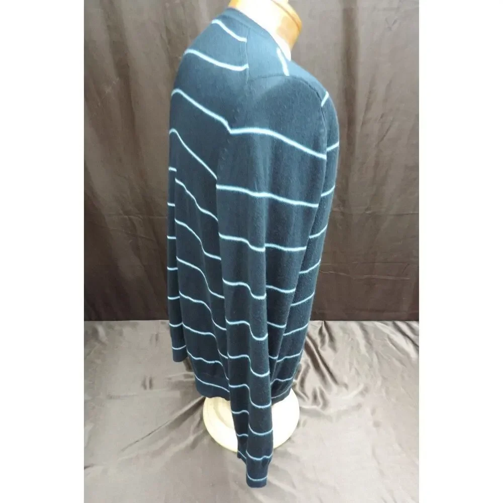 Banana Republic men's size large silk cashmere sweater v neck striped black blue